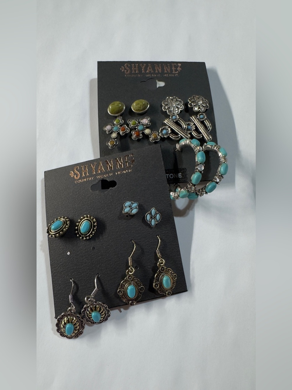 Shyanne Turquoise and Olive Multi-Earring Set